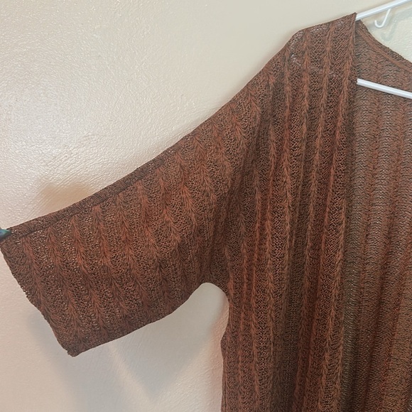 Lularoe Cardigan Size Small Brown Open Front Mid Sleeve High Low Hem Open Knit - Picture 2 of 8